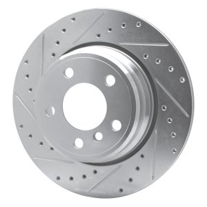 BMW X5 Brake Rotor (1) - Rear Left - R1 Concepts - Drilled & Slotted - Silver - `02-`06